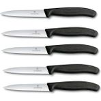 FourForce 5 Parçalı Sebze Bıçağı Seti Swiss Classic Siyah — 10 cm Tırtıklı Kenarlı — Domates Bıçağı