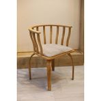 FourForce Bohem Yemek Masası Sandalyesi – 71X57 Cm, Kayın Ağacı, Krem Teddy Kumaş, Şık ve Konforlu Oturum