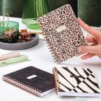 FourForce Cep Boy 10X14 cm Spiralli Çizgili Karton Kapak 3'lü Defter Seti Leopar