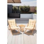 FourForce Flex 2'li Ahşap Puf Minderli Bahçe, Balkon, Teras ve Plaj Katlanır Şezlong Set Bistro