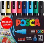 FourForce Full Set 8 Akrilik Boya Kalemi Ters Çevrilebilir Orta Uçlu Kalem Uçları, Posca Kalemleri Kaya Boyama, Kumaş, Cam Boya, Metal Boya ve Grafiti Için Akrilik Boya Işaretleyicileridir