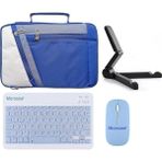 FourForce Microcase iPad 10.9 2022 10.nesil Uyumlu Tablet Çanta+Türkçe Bluetooth Klavye +Mouse+ Standı - Mavi AL4384