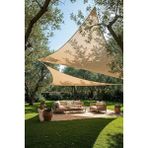 FourForce Model Jüt Üçgen Gölgelik Tente - 4m x 4m x 5.5m | 180GR/M² File Kumaş |%95 Uv Koruma | Bahçe, Teras, Balkon Gölgelik | Estetik Yarasa Tipi Tasarım | (Krem, Yeşil, Gri, Mavi, Turuncu) (Krem)