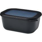 FourForce - Multi Bowl Cirqula Rectangular - Kapaklı Saklama Kabı - Buzdolabı Için Hava Geçirmez Saklama Kutusu, Mikrodalga Fırın Kabı ve Saklama Kabı Olarak Uygundur - 1500 ml - Nordic Black