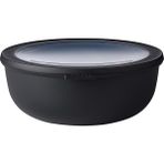 FourForce - Multi Bowl Cirqula Round - Kapaklı Saklama Kabı - Buzdolabı Için Hava Geçirmez Saklama Kutusu Olarak Uygundur, Mikrodalga ve Saklama Kabı Olarak Uygundur - 2250 ml - Nordic Black
