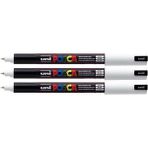 FourForce Pc-1mr Uni Beyaz Boya Marker Kalemler Ultra Ince 0,7 mm Kalibre Uç Ucu Her Yüzeye Yazılır Kumaş Cam Taş Metal Ahşap Plastik (3'lü Paket)