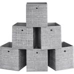 FourForce Saklama Kutusu, 6'lı Set, Saplı Dokusuz Kumaş Düzenleme Kutuları, Kutu Saklama, 26 x 26 x 28 Cm, Küp Raf, Katlanır Kutu, Kıyafet Saklama Için, Gri Alacalı RFB026G01