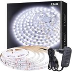FourForce Şerit LED Işık Aydınlatma Seti Aç/kapa Butonlu, Adaptörlü, Mutfak Tezgah, Çalışma Masası, Dolap ve Raf Işıklandırma, Dekoratif Aydınlatma (Beyaz, 250 Cm)