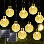 FourForce Solar Işık Zinciri, Dış Mekan, 7 M, 50 Led, Kristal Küre Solar Işık Zinciri, Işık Sensörlü Sıcak Beyaz, 8 Mod, IP65 Su Geçirmez Dekorasyon, Bahçe, Teras, Düğünler, Partiler,