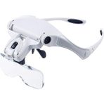 FourForce Üstü Büyüteç Işıklı Büyüteç Kafa Bandı Gözlükler Okuma Için 5 Değiştirilebilir Lens Yakından Çalışma Mücevher Büyüteci Saat Tamiri (1.0x, 1.5x, 2.0x, 2.5x, Beyaz