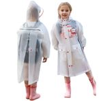 Fouyada Çocuklar yağmurluklar kızlar su birikintisi takım elbise çocuklar erkek Hoodie yağmur panço su geçirmez yağmur ceketler şeffaf yağmurluk sırt çantası pozisyonu ile, U, 9-10 Years