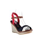 Fox Shoes 9674040205 Lacivert-Beyaz-Kırmızı Kadın Dolgu Topuk Ayakkabı