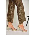 Fox Shoes Altın İnce Topuklu Abiye Ayakkabı, 35, Y5697169, Altın-Suni Deri, Kadın
