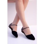 Fox Shoes B726024402 Siyah Platin Kadın Babet