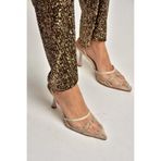 Fox Shoes Bej File Boncuk İşlemeli İnce Topuklu Ayakkabı, 37, Y7520763, Bej-File, Kadın
