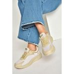 Fox Shoes Bej Kumaş Kalın Tabanlı Spor Ayakkabı Sneakers, 39, Y7025008, Bej-Kumaş, Kadın