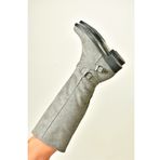 Fox Shoes E726203402 Gri Süet Kısa Topuklu Kadın Çizme