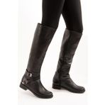 Fox Shoes E726203409 Siyah Cilt Suni Deri Kadın Çizme
