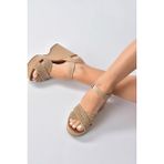 Fox Shoes K250909002 Ten Süet Kadın Dolgu Topuklu Ayakkabı