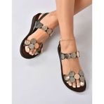 Fox Shoes K374680603 Siyah Hakiki Deri Kadın Sandalet