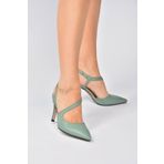 Fox Shoes K404910809 Yeşil Sivri Burun Kadın Topuklu Ayakkabı