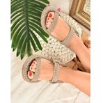 Fox Shoes K596012104 Vizon Halat İpli Hasır Kadın Sandalet