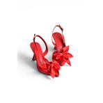 Fox Shoes K922164804 Kırmızı Saten Kumaş İnce Topuklu Kadın Ayakkabı