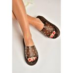 Fox Shoes Kadın Hakiki Deri Terlik, 38, Y3904000, Kahverengi-Hakiki Deri