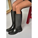 Fox Shoes Kadın Siyah Yağmur Çizmesi Suni Deri Düz Topuklu Su Geçirmez Kışlık Kullanım T858704009