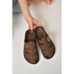 Fox Shoes Kadın Süet Önü Kapalı Terlik, 37, Y2505060, Kahverengi-Süet