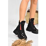 Fox Shoes L239001802 Siyah Süet Kalın Tabanlı Kadın Bot