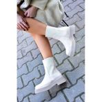 Fox Shoes L610130209 Bej Suni Deri Kalın Tabanlı Günlük Kadın Bot