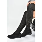 Fox Shoes L726573102 Siyah Süet Streç Kadın Çorap Çizme