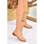 Fox Shoes L726597709 Ten Düz Taban Günlük Krem Kadın Bot