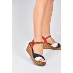 Fox Shoes Lacivert Kadın Dolgu Topuklu Ayakkabı