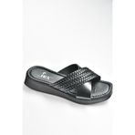 Fox Shoes M291049903 Siyah Hakiki Deri Çapraz Bantlı Kadın Terlik