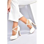 Fox Shoes M348007609 Beyaz Platform Topuklu Kadın Abiye Ayakkabı