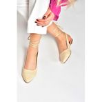 Fox Shoes M726890209 38 Bej Bilek Bağlamalı Kadın Babet