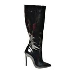 Fox Shoes N372530108 Siyah Rugan İnce Topuklu Sivri Burun Kadın Çizme