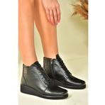 Fox Shoes N555093503 Siyah Hakiki Deri Comfort Ortopedik Taban Kadın Bot