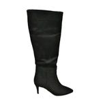 fox SHOES N749204002 Siyah Süet Alçak Topuklu Kadın Çizme, Siyah-Süet, 37