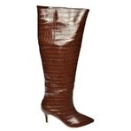 fox SHOES N749204011 Kahverengi Kroko Baskı Alçak Topuklu Kadın Çizme, Kahverengi-Kroko Baskı, 36