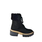 Fox Shoes N820171002 Siyah Süet Kalın Taban Kadın Kürklü Bot