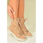 Fox Shoes N820960002 Camel Süet Bağcıklı Kadın Bot