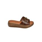 fox SHOES P291049403 Kahverengi Hakiki Deri Yüksek Tabanlı Günlük Kadın Terlik, Kahverengi-Hakiki Deri, 37