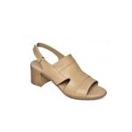 Fox Shoes P5554523 03 Hakiki Deri Kalın Tabanlı Topuklu Vizon Kadın Sandalet
