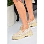 Fox Shoes P6520345009 Bej Kalın Tabanlı Kadın Günlük Ayakkabı