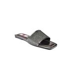 fox SHOES P820038614 Platin Kalın Bantlı Sim Detaylı Kadın Terlik, Platin-Sim, 36