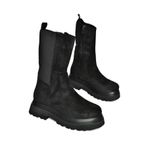 fox SHOES R267043102 Siyah Süet Streç Kalın Tabanlı Kadın Bot, Siyah-Süet, 36