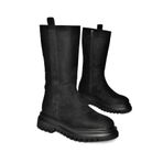fox SHOES R312104902 Siyah Süet Kalın Tabanlı Kadın Çizme, Siyah-Süet, 38